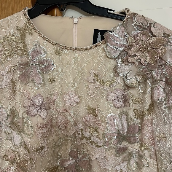 SOLD. Mac Duggal Floral Embroidered Lace Trumpet Gown - Picture 5 of 6